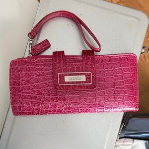 Kenneth Cole Reaction Fuchsia Croc-Embossed Wristlet